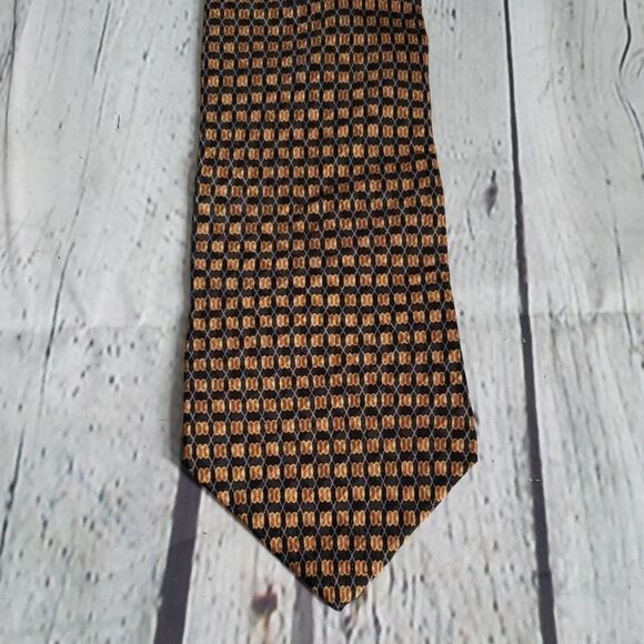 Vintage Bill Blass Designer Black Yellow Tie - Picture 1 of 7